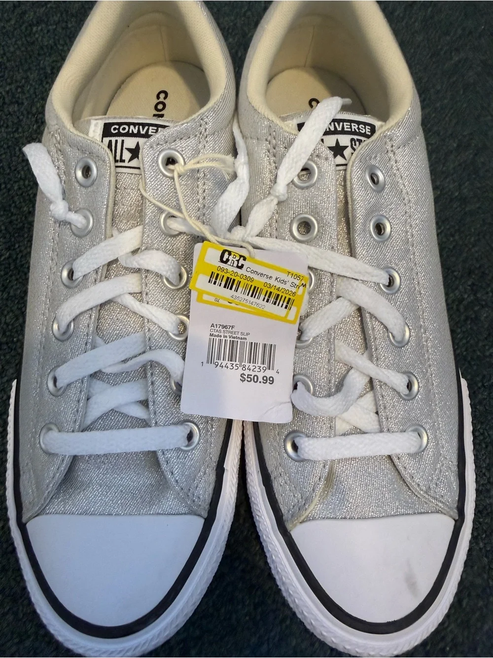 Converse Kids Silver Low-Top Glitter Sneakers